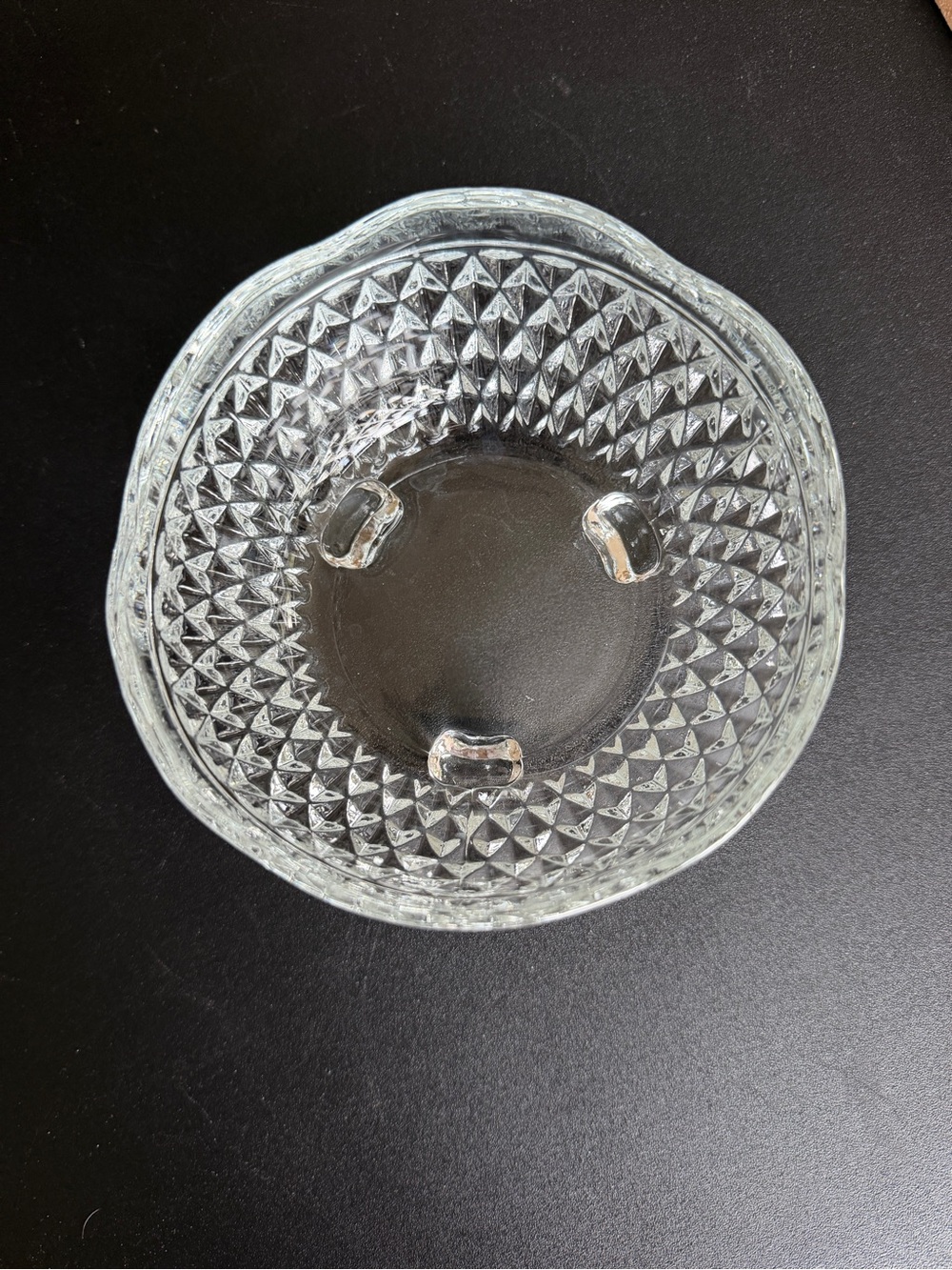 Clear Faceted Glass Accent Bowl - Elegant Tabletop Decor